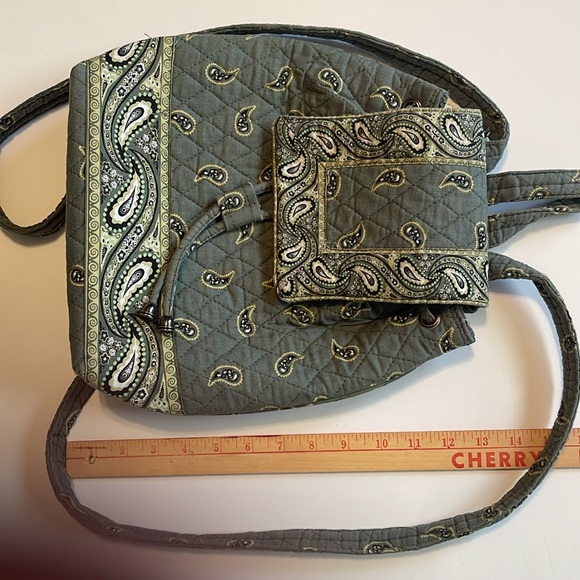 Olive Green/White Paisley Quilted Vera
Bradley Inspired Backpack - Picture 16 of 16